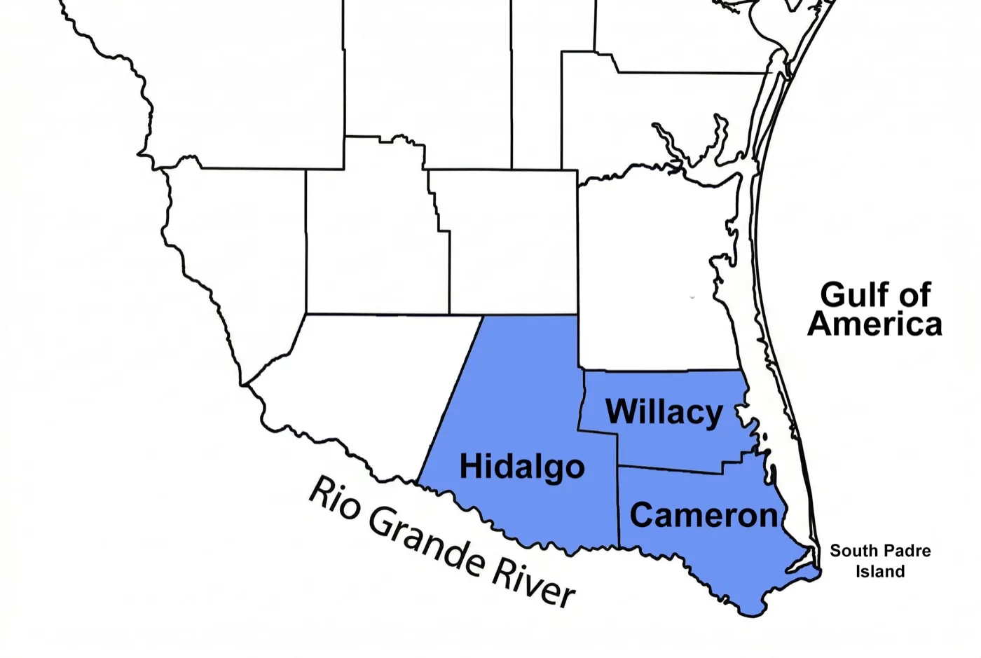 Service area map showing the primary Rio Grande Valley counties served